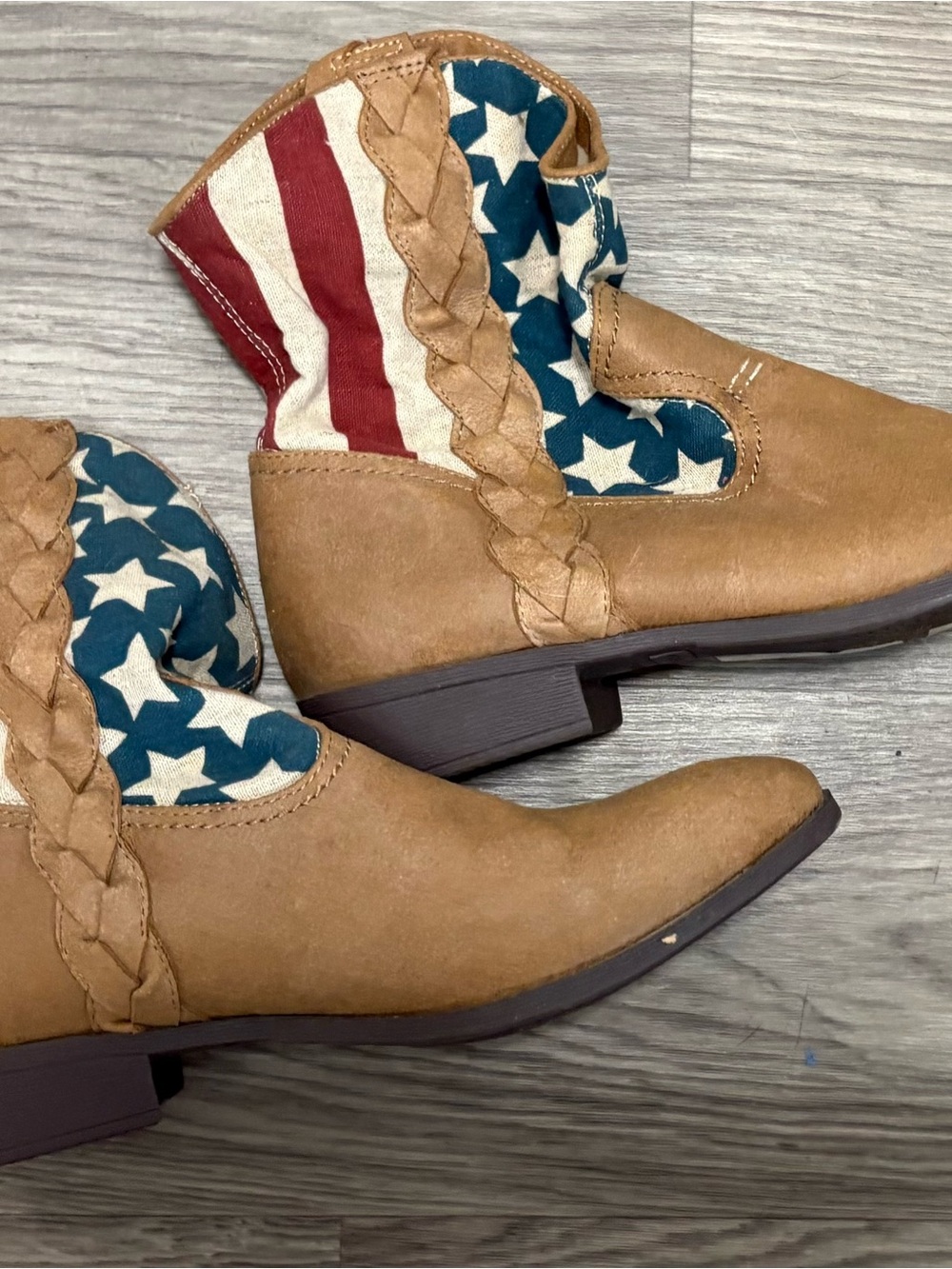 Forever 21 Tan Ankle Booties with American Flag Accent - Picture 3 of 5